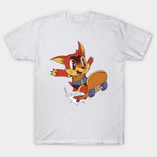 Cute Cartoon Skater Fox Graphic Design T-Shirt